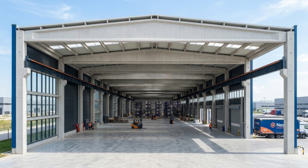 Kolonsuz Geniş Açıklıklı Lojistik Depo İnşası: Betonarme Prefabrik ile Metrekare Optimizasyonu