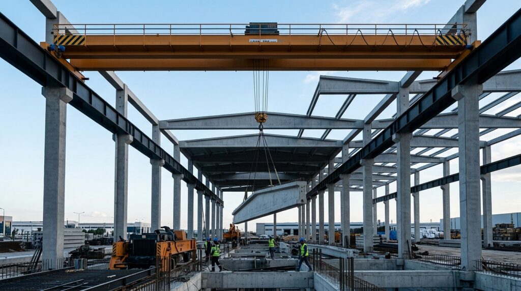 Sanayi Tesislerinde Tavan Vinci Kullanımı: Betonarme Prefabrik Karkas Seçimi Nasıl Olmalı?